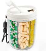PULIV Large Supplement Organizer Bottle, Holds Plenty of 6 Various Vitamins in 1 Pill Dispenser with Anti-Mixing & Wide Openings Design, Easy to Retrieve Meds, Includes 20 Pcs Stick-on Labels White - Image 2