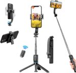 Portable Selfie Stick Phone Tripod - Extendable Travel Selfie Stick Tripod Phone Holder with Wireless Remote for iPhone Galaxy Android for Video Recording/Photo/Live Stream/Vlog - Image 2