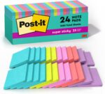 Post-it Super Sticky Notes, 24 Sticky Note Pads, 3 x 3 in., School Supplies, Office Products, Sticky Notes for Vertical Surfaces, Monitors, Walls and Windows, Supernova Neons Collection - Image 2