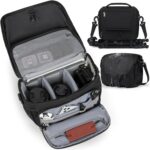 RAINSMORE Camera Bag, DSLR/SLR/Mirrorless Camera Case with Tripod Holder Waterproof Camera Sling Bag Crossbody Camera Bags for Photographers with Rain Cover for Canon/Nikon/Sony/Fuji, Black - Image 2