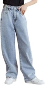 SANGTREE Womens Wide Leg Jeans Elastic Waist Denim Pants Baggy Jeans for Womens，S-XXL - Image 2