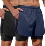 SILKWORLD 2-3 Pack Men's 2 in 1 Running Shorts Quick Dry Athletic Grym Workout Compression Shorts with Zipper Pockets - Image 2
