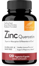 Sandhu's Zinc Quercetin 120 Vegetarian Capsules (Pack of 1) | Zinc Supplements for Antioxidant Immune Support for Men and Women | Gluten, Soy, Dairy Free - Image 2