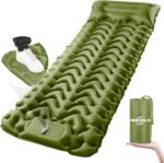 Sleeping Pad, Ultralight Inflatable Sleeping Pad for Camping, Built-in Pump, Ultimate for Camping, Hiking, Airpad, Carry Bag, Repair Kit, Compact & Lightweight Air Mattress(Green) - Image 2
