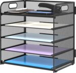 Supeasy 5 Trays Paper Organizer Letter Tray with Handle-Mesh Desk File Organizer, Paper Sorter Desk Organizer for Office, Home or School - Image 2