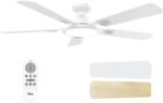 TCL Ceiling Fans with Lights, 52 Inch Low Profile Ceiling Fan with Light and Remote Control, Flush Mount, DC Reversible Motor, Noiseless, 6 Speeds Ceiling Fan for Bedroom (White) - Image 2