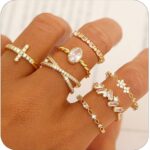 TOSMGY Gold Silver Rings For Women Non Tarnish Gold Plated Stackable Rings Wedding Engagement Bands Dainty 14K Gold Ring Simple Trendy Cubic Zirconia Thumb Stacking Ring Pack Size 4-11 - Image 2