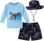 Toddlers and Baby Boys' 3-Piece Rash Guard Swimsuits Kids Long Sleeve Sunsuit Swimwear Sets - Image 2