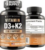 Vitamin D3 K2 Complex - Easy to Swallow - Vitamin D (D3) 5000 IU (125 mcg) & K2(MK-7) 90 mcg | Non-GMO | Gluten-Free | USA Made | 120 Capsules - Image 2
