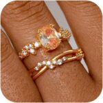 WFYOU Gold Rings for Women that Don't Tarnish Cubic Zirconia Ring Stackable Rings for Women Dainty 14K Gold Plated Rings Set Wedding Bands for Women Gold Jewelry Ring Size 6 7 8 9 10 - Image 2