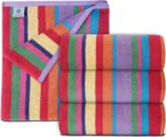 White Classic Cotton Beach Towels Oversized 30 x 60 Inches, Ultra Absorbent and Low Lint Striped Pool Towels for Adults, Unique Rainbow Design Luxury Extra Large Bath Towels, 4 Pack - Image 2