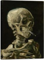 Wieco Art Skull of a Skeleton with Burning Cigarette, 1886 by Vincent Van Gogh Canvas Wall Art for Home Decor and Wall Decor Post-impressionism Canvas Prints Pictures Artwork - Image 2