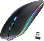 Wireless Bluetooth Mouse, Rechargeable, LED, Silent, Ultra-thin Design (Bluetooth 5.2 and 2.4GHz USB Receiver) | Portable Computer Mouse for Laptops, iPads, MacBooks and Apple Devices (Black) - Image 2