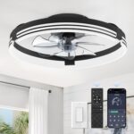 ZMISHIBO Low Profile Ceiling Fans with Lights and Remote, 20 Inch Flush Mount Ceiling Fan with Light, 3000K-6000K Dimmable Fandelier LED Fan Light, 6 Wind Speeds Black Ceiling Fans for Bedroom - Image 2