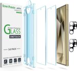 amFilm Auto-Alignment OneTouch for Samsung Galaxy S24 Ultra 6.8'' Screen Protector + Camera Lens Protector, Tempered Glass, 30 seconds Installation, Bubble Free, Case Friendly, Anti-Scratch [2+2 Pack] - Image 2