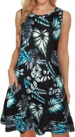elescat Women's Summer Dresses 2025 Beach Casual Sleeveless Floral Print Tank Loose Sundress with Pocket - Image 2