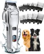 oneisall Dog Clippers for Grooming for Thick Heavy Coats/Low Noise Rechargeable Cordless Pet Shaver with Stainless Steel Blade/Waterproof Dog Shaver for Dogs Pets and Animals (Sliver) - Image 2