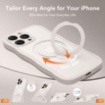 GolbinBox for iPhone 15 Pro Case,[Compatible with Magsafe][360°Magnetic Stand][Cute Wave Edge][18ft Military-Grade Protection] Translucent Matte Phone Women Case for iPhone 15 Pro,Stone - Image 3