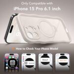 GolbinBox for iPhone 15 Pro Case,[Compatible with Magsafe][360°Magnetic Stand][Cute Wave Edge][18ft Military-Grade Protection] Translucent Matte Phone Women Case for iPhone 15 Pro,Stone - Image 5