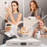 GolbinBox for iPhone 15 Pro Case,[Compatible with Magsafe][360°Magnetic Stand][Cute Wave Edge][18ft Military-Grade Protection] Translucent Matte Phone Women Case for iPhone 15 Pro,Stone - Image 7