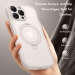 GolbinBox for iPhone 15 Pro Case,[Compatible with Magsafe][360°Magnetic Stand][Cute Wave Edge][18ft Military-Grade Protection] Translucent Matte Phone Women Case for iPhone 15 Pro,Stone - Image 9