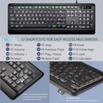 Large Print Backlit Keyboard, USB Wired Computer Keyboard, Full Size Keyboard with White Illuminated LED Compatible for Windows Desktop, Laptop, PC, Gaming, Black - Image 4