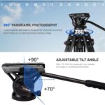 Video Tripod, COMAN 74" Professional Heavy Duty Camera Tripods with Quick Release Plate and 360° Fluid Head, Tall Travel Tripod Stand for DSLR, Camcorder, Aluminum Twin Tube Leg, Max Load:17.6lbs/8Kg - Image 3