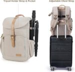 BAGSMART Camera Backpack, DSLR Camera Bag Backpacks for Photographers, Waterproof Anti-Theft Photography Backpack with 15 Inch Laptop Compartment & Tripod Holder, Ivory White - Image 7