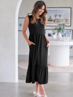 ANRABESS Women Summer Casual Sleeveless Crewneck Sundress Aline Flowy Tiered Maxi Long Beach Dress Vacation Outfits - Image 7