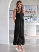 ANRABESS Women Summer Casual Sleeveless Crewneck Sundress Aline Flowy Tiered Maxi Long Beach Dress Vacation Outfits - Image 8