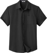 COOFANDY Mens Button Down Short Sleeve Shirt Casual Dress Shirt Untucked Summer Shirts with Pocket - Image 6