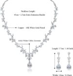 Hadskiss Jewelry Set for Women, Necklace Dangle Earrings Bracelet Set with White AAA Cubic Zirconia, Allergy Free Wedding Party Jewelry for Bridal Bridesmaid - Image 3