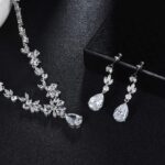 Hadskiss Jewelry Set for Women, Necklace Dangle Earrings Bracelet Set with White AAA Cubic Zirconia, Allergy Free Wedding Party Jewelry for Bridal Bridesmaid - Image 4