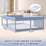 65 x 50 Inch Baby Playpen, Playpen for Babies and Toddlers, Baby Play Pen Playard for Indoor & Outdoor Active Center Game Fence, with Skin-Friendly Fabric and Soft Breathable Mesh, Grey - Image 6