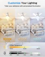 2-in-1 Socket Fan Light with Remote, Small Ceiling Fans with Lights, 3 Colors Dimmable LED Light Bulb Fan, 1000LM, Easy Install Screw-in E26 Base for Bedroom Kitchen Garage Living Room - Image 3