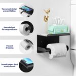 Matte Black Toilet Paper Holder with Shelf, Fits Mega Rolls, Rustproof Stainless Steel, Self Adhesive Wall Mount Toilet Paper Roll Holder, for Bathroom, Washroom, Kitchen, RV - Image 4