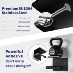 Matte Black Toilet Paper Holder with Shelf, Fits Mega Rolls, Rustproof Stainless Steel, Self Adhesive Wall Mount Toilet Paper Roll Holder, for Bathroom, Washroom, Kitchen, RV - Image 5
