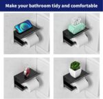 Matte Black Toilet Paper Holder with Shelf, Fits Mega Rolls, Rustproof Stainless Steel, Self Adhesive Wall Mount Toilet Paper Roll Holder, for Bathroom, Washroom, Kitchen, RV - Image 8