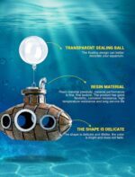 Floating Fish Tank Decoration, Little Cute Retro Submarine Aquarium Decoration with Two Float Balls, Resinous Fish Tank Accessorie, Safe Fish Toy for Betta Cichlid Goldfish Shrimps Hermit Crabs - Image 3