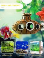 Floating Fish Tank Decoration, Little Cute Retro Submarine Aquarium Decoration with Two Float Balls, Resinous Fish Tank Accessorie, Safe Fish Toy for Betta Cichlid Goldfish Shrimps Hermit Crabs - Image 4
