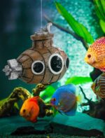 Floating Fish Tank Decoration, Little Cute Retro Submarine Aquarium Decoration with Two Float Balls, Resinous Fish Tank Accessorie, Safe Fish Toy for Betta Cichlid Goldfish Shrimps Hermit Crabs - Image 6