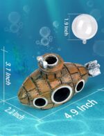 Floating Fish Tank Decoration, Little Cute Retro Submarine Aquarium Decoration with Two Float Balls, Resinous Fish Tank Accessorie, Safe Fish Toy for Betta Cichlid Goldfish Shrimps Hermit Crabs - Image 8