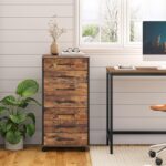 HOOBRO 7-Drawer Chest, File Cabinet, Wooden File Cabinet, Office Cabinet with Drawers, Storage Cabinet, for Home Office, Study, Easy Assembly, Rustic Brown and Black BF07WJ01 - Image 3