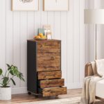 HOOBRO 7-Drawer Chest, File Cabinet, Wooden File Cabinet, Office Cabinet with Drawers, Storage Cabinet, for Home Office, Study, Easy Assembly, Rustic Brown and Black BF07WJ01 - Image 7