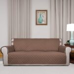 PureFit Reversible Quilted Sofa Cover, Water Resistant Slipcover Furniture Protector, Washable Couch Cover with Non Slip Foam and Elastic Straps for Kids, Dogs, Pets (Large, Brown/Beige) - Image 3