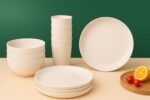 18 PCS Wheat Straw Dinnerware Sets Plates and Bowls Set Kitchen Cups Dinnerware sets for 6 Microwave and Dishwasher Safe Unbreakable Dinnerware Set Dish Set - Image 3