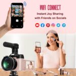 Yatao Digital Cameras for Photography and Vlogging, 6K 64MP Flip Screen, Dual Lens, Microphone for Video, 64GB TF Card, Compact Photo WiFi Camera for YouTube Kit Travel, Beginners (Pink) - Image 7