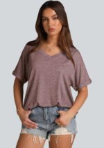 WIHOLL Womens Oversized Tshirts Summer Tops 2025 Short Sleeve V Neck Shirts Outfits Plus Size Clothes - Image 4