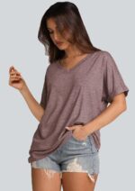 WIHOLL Womens Oversized Tshirts Summer Tops 2025 Short Sleeve V Neck Shirts Outfits Plus Size Clothes - Image 5
