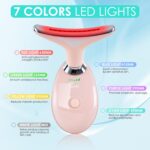 Facial Massager for Face and Neck, Red-Light-Therapy-for-Face and Neck, Face culpting Wand with 7 Color, at-Home Face Tool for Skin Care (Pink) - Image 3